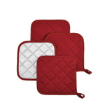 Darrahopens Home & Garden > Kitchenware > Oven Mitts & Pot Holders 4 Pack Heat Resistant Pot Holders - Red Cotton Silver Coated Quilted Kitchen Heat Pads Non Slip Oven Mats 18x18cm Baking Cooking Microwave Use Durable Thermal Protection