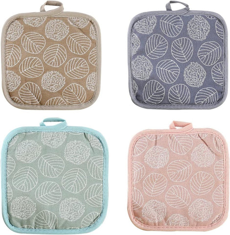 Darrahopens Home & Garden > Kitchenware > Oven Mitts & Pot Holders 4-Pack Kitchen Heat Insulation Mats - Cotton and Linen Material - Heat Resistant - Kitchen Pot Holder - Non-Slip - Anti-Scald - Multifunctional Pot Holder - Placemat