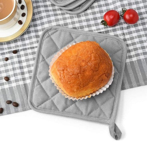 Darrahopens Home & Garden > Kitchenware > Oven Mitts & Pot Holders 4-Piece Heat Insulation Mat Made of Pure Cotton - Silver Coated - Oil-Repellent - Heat Insulation Mat - Baking Towel - Pot Holder - Kitchen Oven Household Heat-Resistant Anti-Scald Placemat