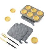Darrahopens Home & Garden > Kitchenware > Oven Mitts & Pot Holders 4-Piece Heat Insulation Mat Made of Pure Cotton - Silver Coated - Oil-Repellent - Heat Insulation Mat - Baking Towel - Pot Holder - Kitchen Oven Household Heat-Resistant Anti-Scald Placemat