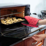 Darrahopens Home & Garden > Kitchenware > Oven Mitts & Pot Holders Black Heat Resistant Oven Mitts Set of 2 - Neoprene Cotton Insulated Kitchen Gloves, 500F Heat Protection, Non Slip Silicone Grip for Baking, Cooking, Microwave and Oven Use