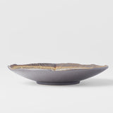 Darrahopens Home & Garden > Kitchenware > Oven Mitts & Pot Holders Bowl Shallow Leaf Shaped 25cm Akane Grey Glaze