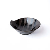 Darrahopens Home & Garden > Kitchenware > Oven Mitts & Pot Holders Bowl with Handle 13cm Black Stripes On Gunmetal Glaze