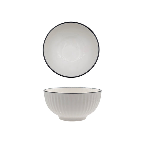 Darrahopens Home & Garden > Kitchenware > Oven Mitts & Pot Holders bulk 24 Sorrento Porcelain Embossed Rice Bowl w Black Rim 4.5" 11cm