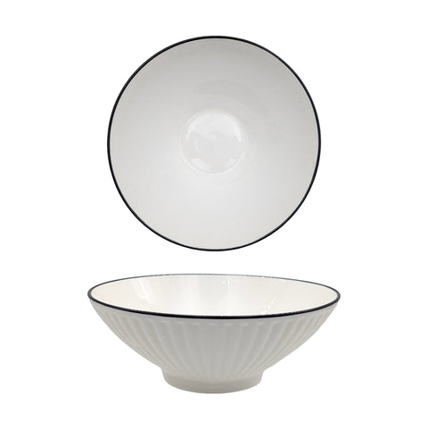 Darrahopens Home & Garden > Kitchenware > Oven Mitts & Pot Holders bulk 24 Sorrento Porcelain Embossed Soup Bowl w Black Rim 8" 20cm