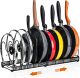 Darrahopens Home & Garden > Kitchenware > Oven Mitts & Pot Holders CARLA HOME Expandable Pot and Pan Organizer Rack for Cabinet with 10 Adjustable Dividers, Lid & Cookware Holder for Kitchen Pantry or Countertop Storage