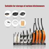Darrahopens Home & Garden > Kitchenware > Oven Mitts & Pot Holders CARLA HOME Expandable Pot and Pan Organizer Rack for Cabinet with 10 Adjustable Dividers, Lid & Cookware Holder for Kitchen Pantry or Countertop Storage