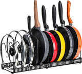 Darrahopens Home & Garden > Kitchenware > Oven Mitts & Pot Holders CARLA HOME Expandable Pot and Pan Organizer Rack for Cabinet with 10 Adjustable Dividers, Lid & Cookware Holder for Kitchen Pantry or Countertop Storage