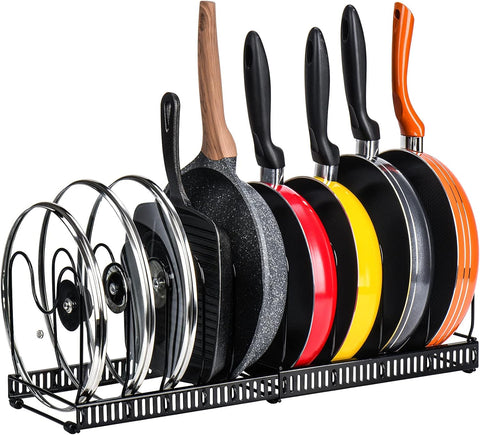 Darrahopens Home & Garden > Kitchenware > Oven Mitts & Pot Holders CARLA HOME Expandable Pot and Pan Organizer Rack for Cabinet with 10 Adjustable Dividers, Lid & Cookware Holder for Kitchen Pantry or Countertop Storage