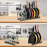 Darrahopens Home & Garden > Kitchenware > Oven Mitts & Pot Holders CARLA HOME Expandable Pot and Pan Organizer Rack for Cabinet with 10 Adjustable Dividers, Lid & Cookware Holder for Kitchen Pantry or Countertop Storage