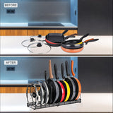 Darrahopens Home & Garden > Kitchenware > Oven Mitts & Pot Holders CARLA HOME Expandable Pot and Pan Organizer Rack for Cabinet with 10 Adjustable Dividers, Lid & Cookware Holder for Kitchen Pantry or Countertop Storage