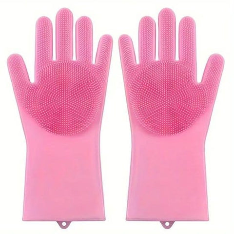 Darrahopens Home & Garden > Kitchenware > Oven Mitts & Pot Holders Dishwashing gloves - silicone gloves - gloves - dishwashing - kitchen gloves - rubber dishwashing gloves - dishwashing gloves - frost-resistant gloves - pink