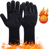 Darrahopens Home & Garden > Kitchenware > Oven Mitts & Pot Holders One Pair Black Extreme Heat Resistant BBQ Gloves (800°C/1472°F) - Non-Slip Silicone Coated Fireproof Mitts for Smoker, Oven & Industrial Use