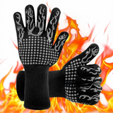 Darrahopens Home & Garden > Kitchenware > Oven Mitts & Pot Holders One Pair Grey Extreme Heat Resistant BBQ Gloves (800°C/1472°F) - Non-Slip Silicone Coated Fireproof Mitts for Smoker, Oven & Industrial Use