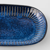 Darrahopens Home & Garden > Kitchenware > Oven Mitts & Pot Holders Plate Oval 19cm Ridged Indigo Glaze