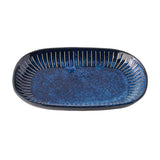 Darrahopens Home & Garden > Kitchenware > Oven Mitts & Pot Holders Plate Oval 19cm Ridged Indigo Glaze