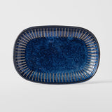Darrahopens Home & Garden > Kitchenware > Oven Mitts & Pot Holders Plate Oval 19cm Ridged Indigo Glaze