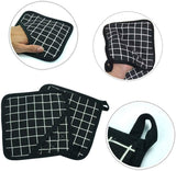 Darrahopens Home & Garden > Kitchenware > Oven Mitts & Pot Holders Potholders - Cotton Potholders - Fabric Mitts - Heat Resistant Placemats - Square Potholders - with Pockets - Set of 4 for Cooking and Baking in the Kitchen - Black and White