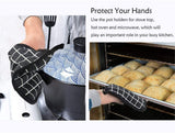 Darrahopens Home & Garden > Kitchenware > Oven Mitts & Pot Holders Potholders - Cotton Potholders - Fabric Mitts - Heat Resistant Placemats - Square Potholders - with Pockets - Set of 4 for Cooking and Baking in the Kitchen - Black and White
