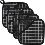Darrahopens Home & Garden > Kitchenware > Oven Mitts & Pot Holders Potholders - Cotton Potholders - Fabric Mitts - Heat Resistant Placemats - Square Potholders - with Pockets - Set of 4 for Cooking and Baking in the Kitchen - Black and White