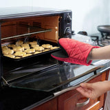 Darrahopens Home & Garden > Kitchenware > Oven Mitts & Pot Holders Red Heat Resistant Oven Mitts Set of 2 - Neoprene Cotton Insulated Kitchen Gloves, 500F Heat Protection, Non Slip Silicone Grip for Baking, Cooking, Microwave and Oven Use