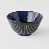 Darrahopens Home & Garden > Kitchenware > Oven Mitts & Pot Holders Rice Bowl Fluted 12cm Ridged Indigo Blue Glaze