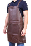 Darrahopens Home & Garden > Kitchenware Pierre Cardin Professional Leather Apron Butcher Woodwork Hairdressing Barber Chef - Brown