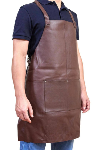 Darrahopens Home & Garden > Kitchenware Pierre Cardin Professional Leather Apron Butcher Woodwork Hairdressing Barber Chef - Brown