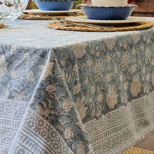Darrahopens Home & Garden > Kitchenware Rectangle Tablecloth Table Cover Flower Pattern Dining Table Cloth - Hamptons Blue