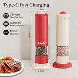 Darrahopens Home & Garden > Kitchenware > Salt & Pepper Shakers High-Performance USB-C Electric Pepper & Salt Grinder Set – Adjustable Coarseness, One-Touch Operation – Ceramic Grinding, Washable, Fast Charging – Kitchen Essential (Red & White)