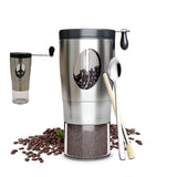 Darrahopens Home & Garden > Kitchenware > Salt & Pepper Shakers Manual Coffee Grinder - Foldable Hand Crank, Stainless Steel, Adjustable, Portable