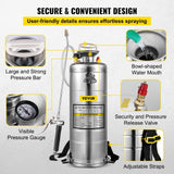 Darrahopens Home & Garden > Kitchenware > Salt & Pepper Shakers VEVOR 3.5Gal Stainless Steel Sprayer,l Set with 20" Wand& Handle& 3FT Reinforced Hose, Hand Pump Sprayer with Pressure Gauge&Safety Valve, Adjustable Nozzle Suitable for Gardening& Sanitizing