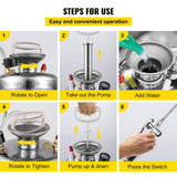 Darrahopens Home & Garden > Kitchenware > Salt & Pepper Shakers VEVOR 3.5Gal Stainless Steel Sprayer,l Set with 20" Wand& Handle& 3FT Reinforced Hose, Hand Pump Sprayer with Pressure Gauge&Safety Valve, Adjustable Nozzle Suitable for Gardening& Sanitizing