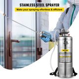 Darrahopens Home & Garden > Kitchenware > Salt & Pepper Shakers VEVOR 3.5Gal Stainless Steel Sprayer,l Set with 20" Wand& Handle& 3FT Reinforced Hose, Hand Pump Sprayer with Pressure Gauge&Safety Valve, Adjustable Nozzle Suitable for Gardening& Sanitizing