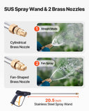 Darrahopens Home & Garden > Kitchenware > Salt & Pepper Shakers VEVOR Industrial Concrete Sprayer with Wheeled Cart, 14L Stainless Steel Sprayer, Heavy Duty Tri-Poxy Pump Sprayers, 52cm Wand, 1.2m & 3m Hoses, 2 Brass Nozzles for Construction, Lawn & Garden