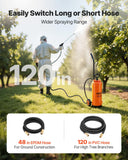 Darrahopens Home & Garden > Kitchenware > Salt & Pepper Shakers VEVOR Industrial Concrete Sprayer with Wheeled Cart, 14L Stainless Steel Sprayer, Heavy Duty Tri-Poxy Pump Sprayers, 52cm Wand, 1.2m & 3m Hoses, 2 Brass Nozzles for Construction, Lawn & Garden