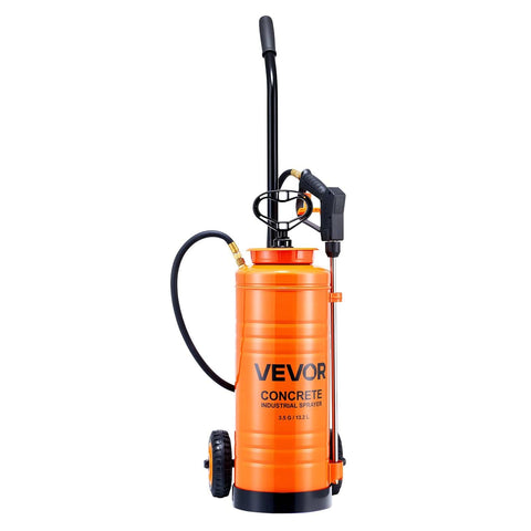 Darrahopens Home & Garden > Kitchenware > Salt & Pepper Shakers VEVOR Industrial Concrete Sprayer with Wheeled Cart, 14L Stainless Steel Sprayer, Heavy Duty Tri-Poxy Pump Sprayers, 52cm Wand, 1.2m & 3m Hoses, 2 Brass Nozzles for Construction, Lawn & Garden