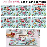 Darrahopens Home & Garden > Kitchenware Set of 6 Jardin Peony Table Placemats 29x21x0.4 cm