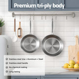 Darrahopens Home & Garden > Kitchenware > Skillets & Frying Pans 5-star Chef Frying Pan Stainless Steel Uncoated Twin Frypan Set 25/30cm Silver
