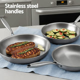 Darrahopens Home & Garden > Kitchenware > Skillets & Frying Pans 5-star Chef Frying Pan Stainless Steel Uncoated Twin Frypan Set 25/30cm Silver