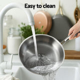 Darrahopens Home & Garden > Kitchenware > Skillets & Frying Pans 5-star Chef Frying Pan Stainless Steel Uncoated Twin Frypan Set 25/30cm Silver