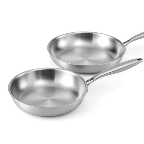 Darrahopens Home & Garden > Kitchenware > Skillets & Frying Pans 5-star Chef Frying Pan Stainless Steel Uncoated Twin Frypan Set 25/30cm Silver