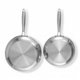 Darrahopens Home & Garden > Kitchenware > Skillets & Frying Pans 5-star Chef Frying Pan Stainless Steel Uncoated Twin Frypan Set 25/30cm Silver