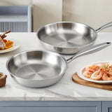 Darrahopens Home & Garden > Kitchenware > Skillets & Frying Pans 5-star Chef Frying Pan Stainless Steel Uncoated Twin Frypan Set 25/30cm Silver