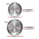 Darrahopens Home & Garden > Kitchenware > Skillets & Frying Pans 5-star Chef Frying Pan Stainless Steel Uncoated Twin Frypan Set 25/30cm Silver