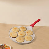 Darrahopens Home & Garden > Kitchenware > Skillets & Frying Pans Beige Flat 7-hole + Black Handle (Gas Model) Non-Stick Pancake Pan - 7-Hole Fun Shapes Breakfast Griddle (27cm)