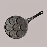 Darrahopens Home & Garden > Kitchenware > Skillets & Frying Pans Black Cartoon + Black Handle (Gas Model) Non-Stick Pancake Pan - 7-Hole Fun Shapes Breakfast Griddle (27cm)
