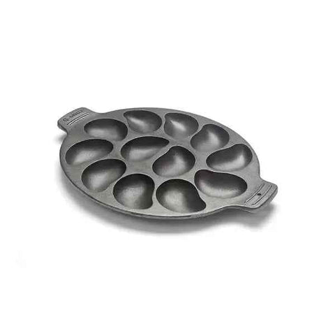 Darrahopens Home & Garden > Kitchenware > Skillets & Frying Pans Cast Iron Oyster Grill Pan with 12 Cavities, Non-Stick Baking and Serving Plate for Grilling, Cooking and Seafood, Black In Australia - Darrahopens