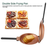 Darrahopens Home & Garden > Kitchenware > Skillets & Frying Pans Double-Sided Flip Frying Pan – Non-Stick Cooking Pan for Eggs, Pancakes, Toasted Bread – Durable Iron Material with Heat-Resistant Handle, Compact Design for Home Kitchen Use – Ideal for Gas Stoves (Golden)