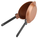 Darrahopens Home & Garden > Kitchenware > Skillets & Frying Pans Double-Sided Flip Frying Pan – Non-Stick Cooking Pan for Eggs, Pancakes, Toasted Bread – Durable Iron Material with Heat-Resistant Handle, Compact Design for Home Kitchen Use – Ideal for Gas Stoves (Golden)